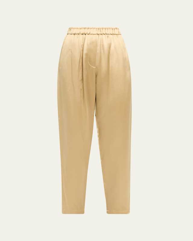 Relaxed-Leg Silk Pull-On Trousers